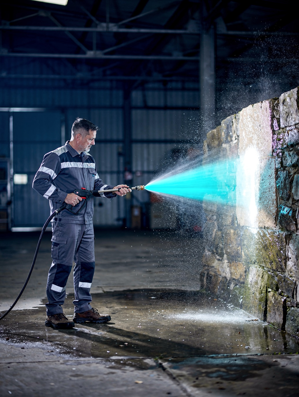Contractor performing professional pressure washing training